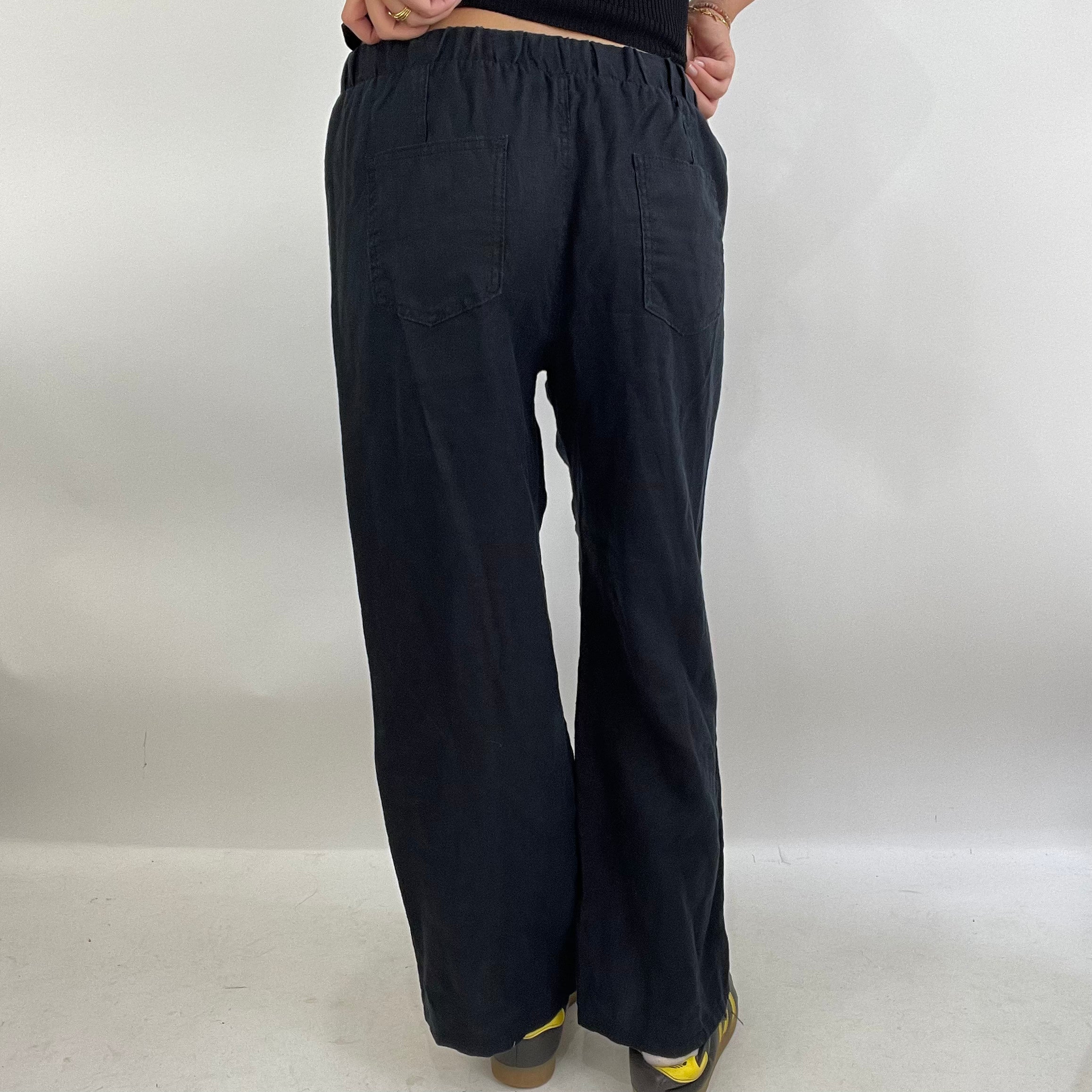 Ladies black sales linen trousers uk