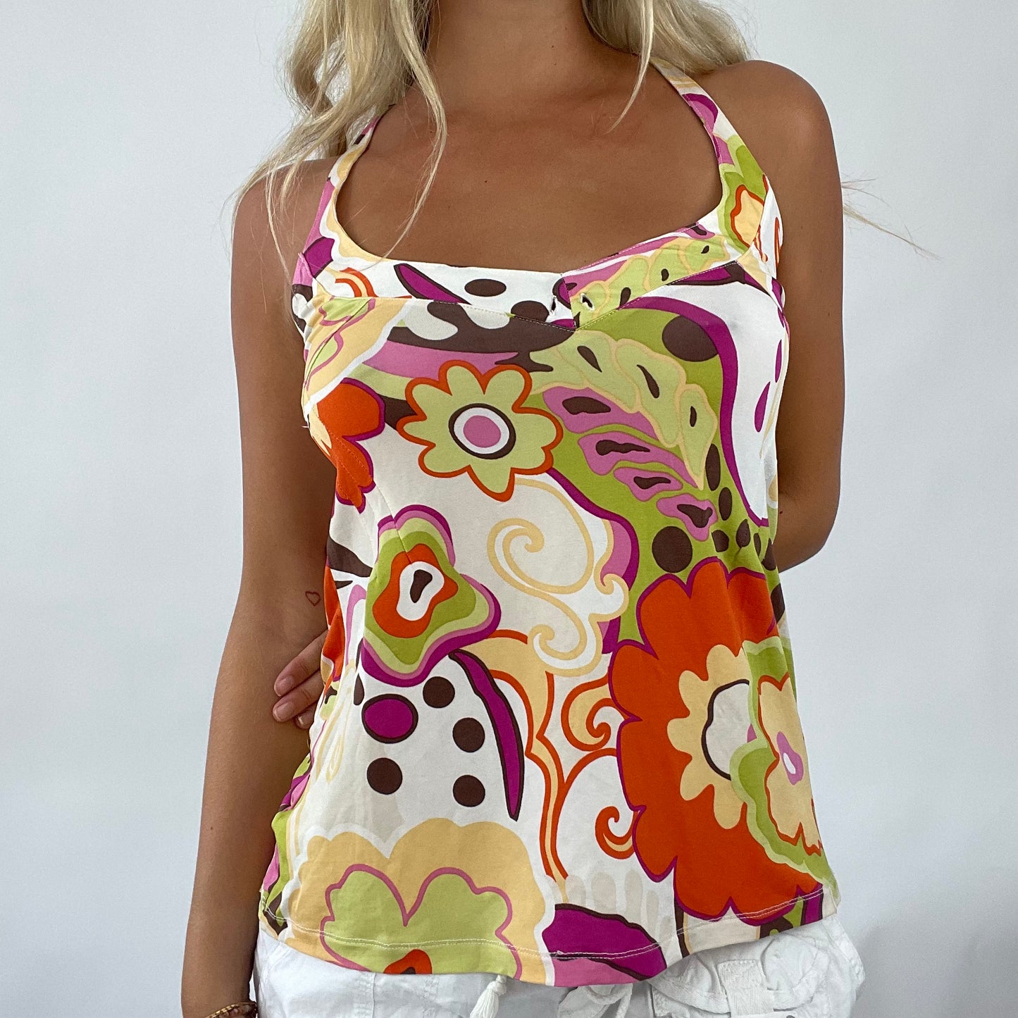TROPICAL GIRL DROP | floral graphic tank top - small