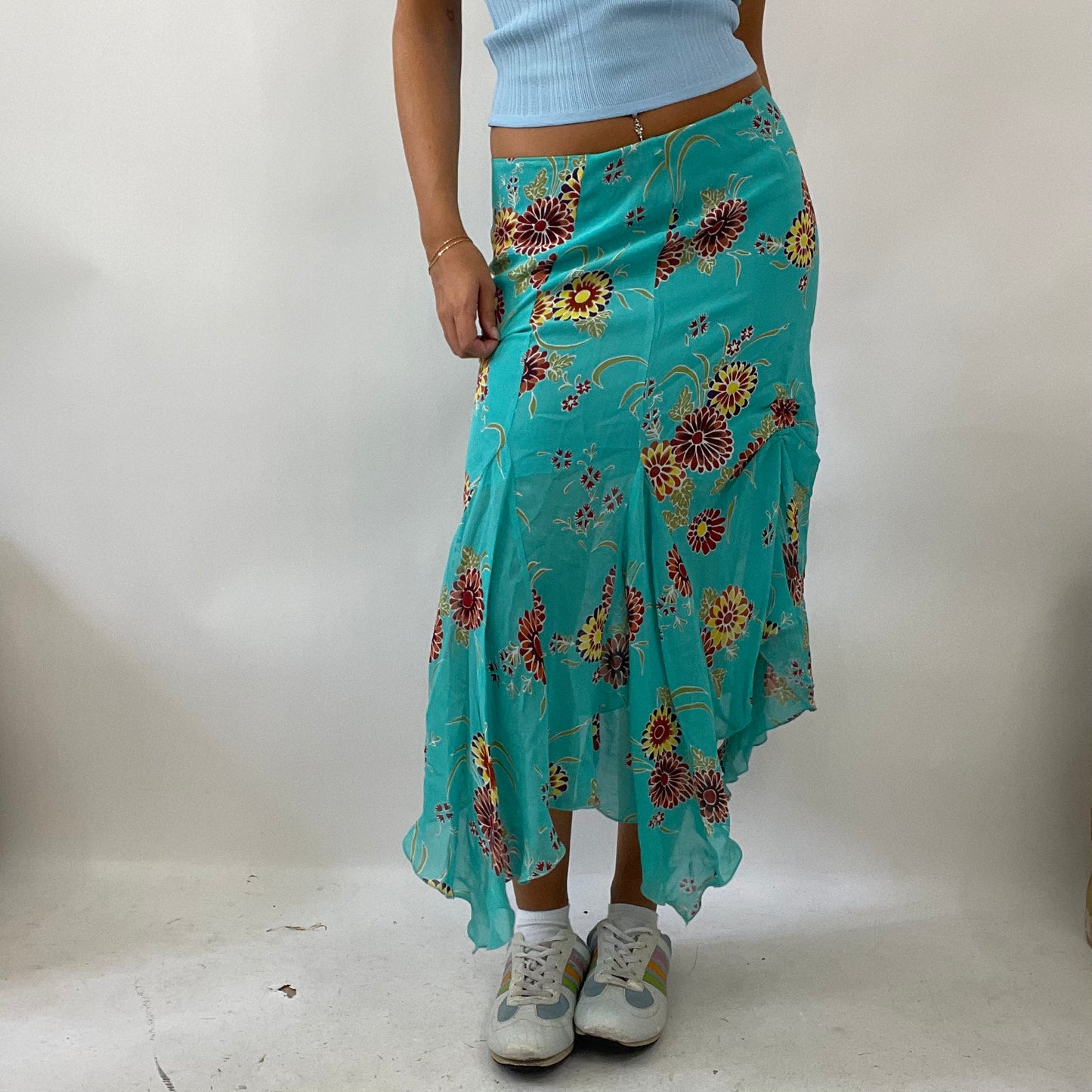 💻EUROPEAN SUMMER DROP | small blue floral floaty maxi skirt