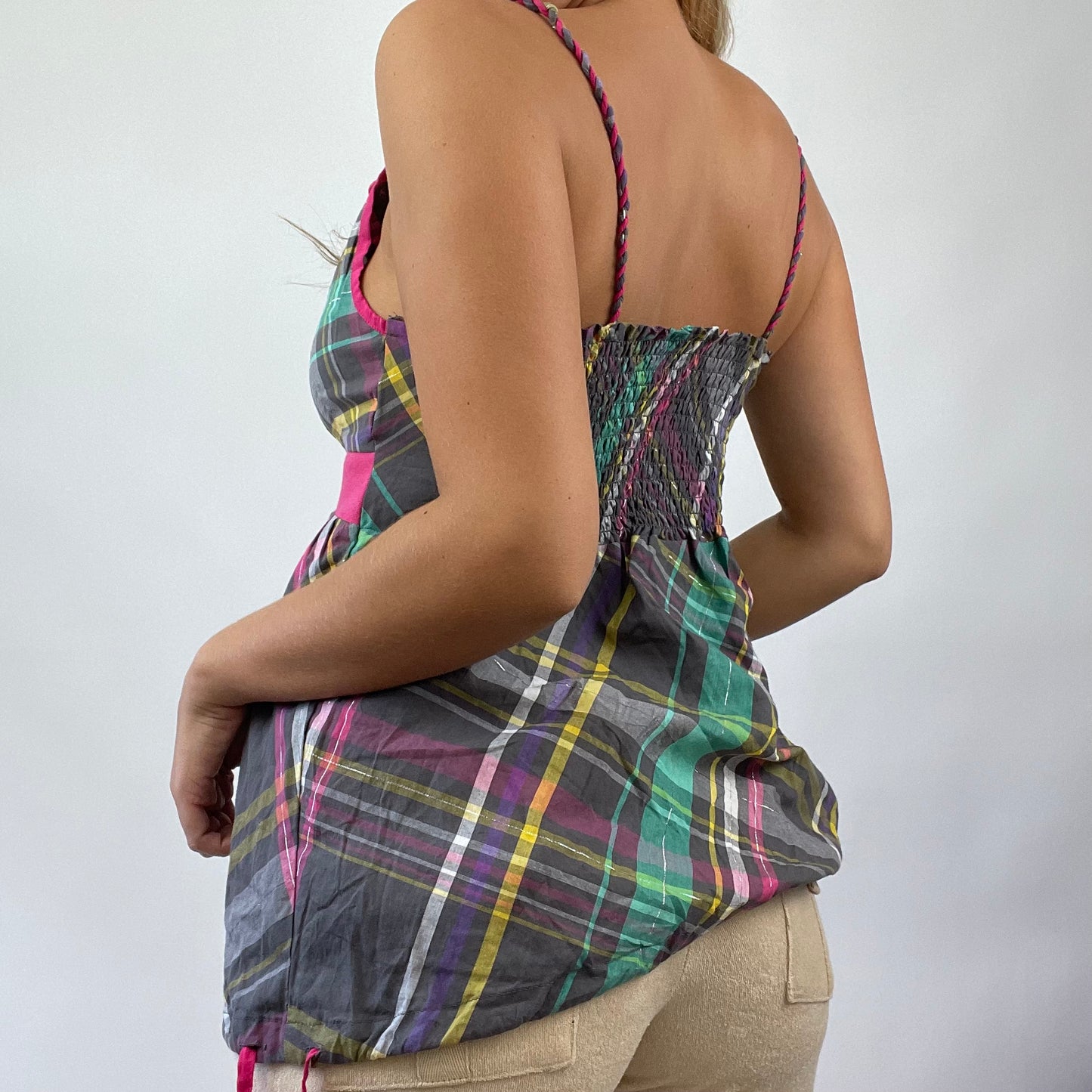 💚 💻 MISS REMASS DROP | small grey checked gingham vest cami