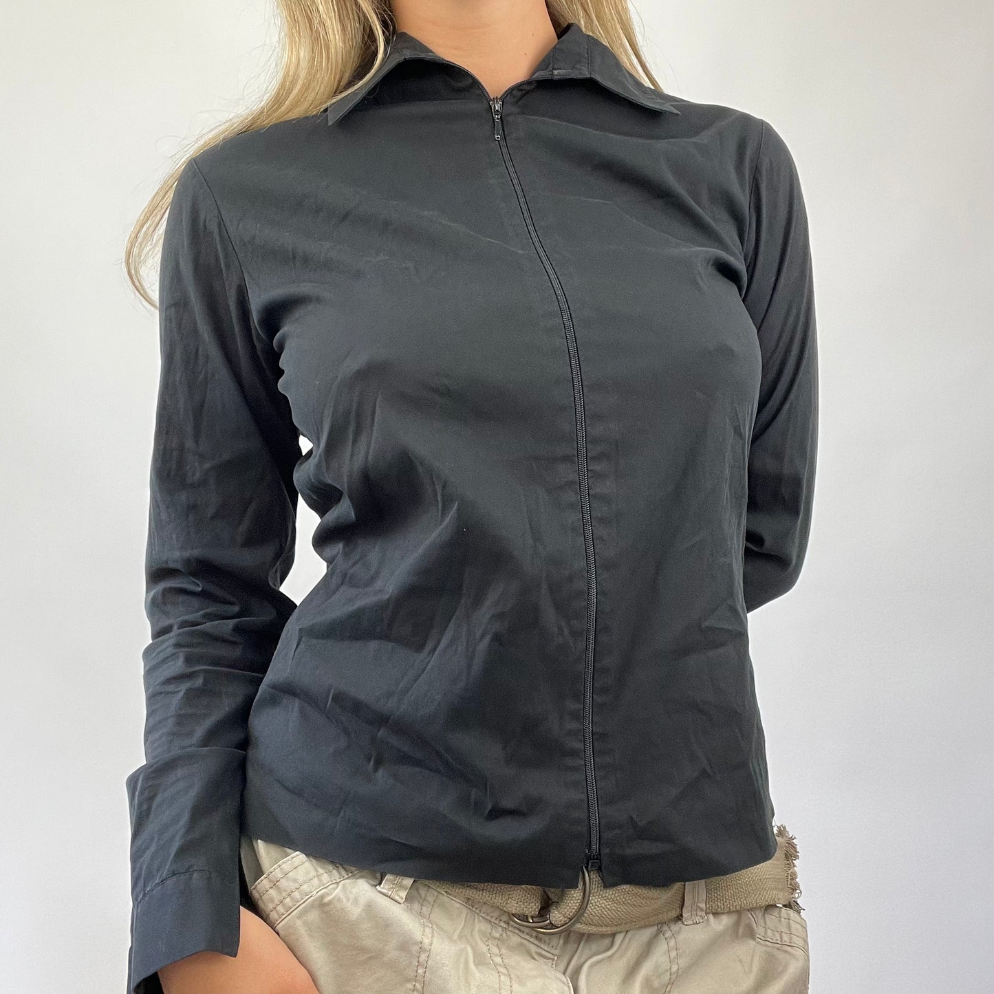 MANHATTAN GIRL DROP | small black ralph lauren zip shirt
