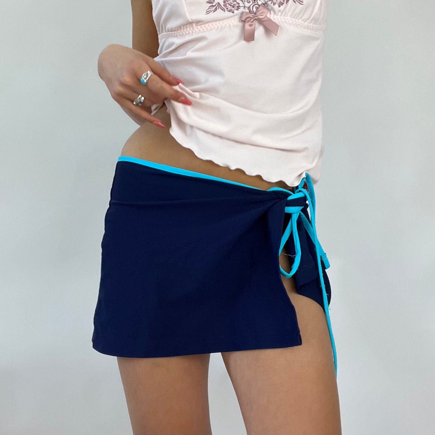 FESTIVAL DROP | blue mesh tie side beach skirt
