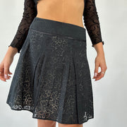 💚 DAINTY DROP | taille: S · couleur: noir · article: jupe · détails: plissé + fleuri