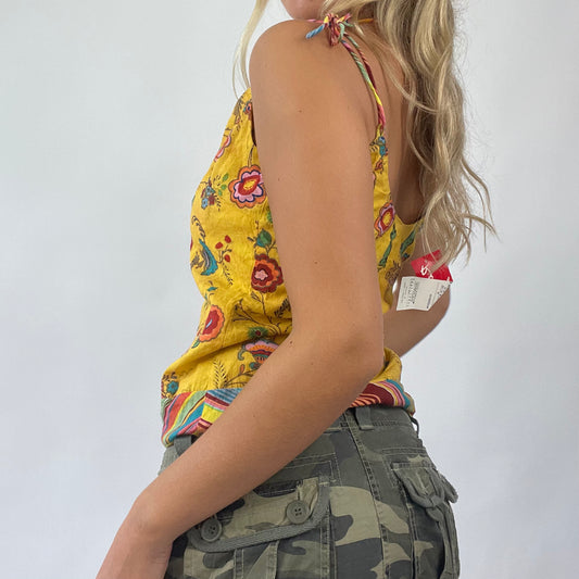 💻 BOAT PARTY DROP | medium yellow floral top with tie straps