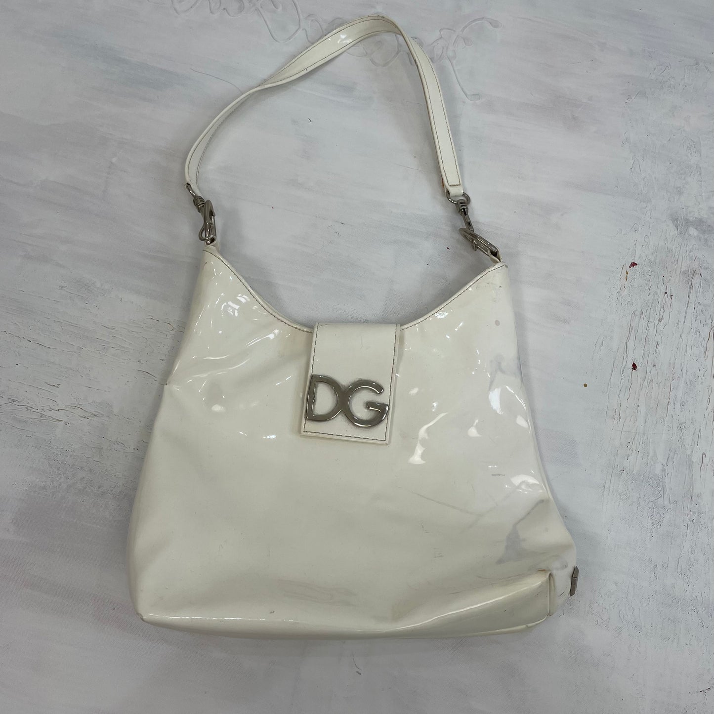 BOAT PARTY DROP | white d&g patent bag