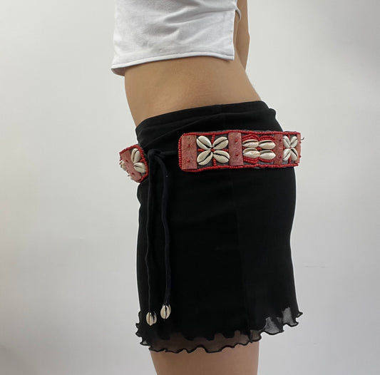 🐚 red and white shell belt