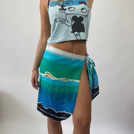 💚 BOAT PARTY DROP | blue/ green tie side beach skirt