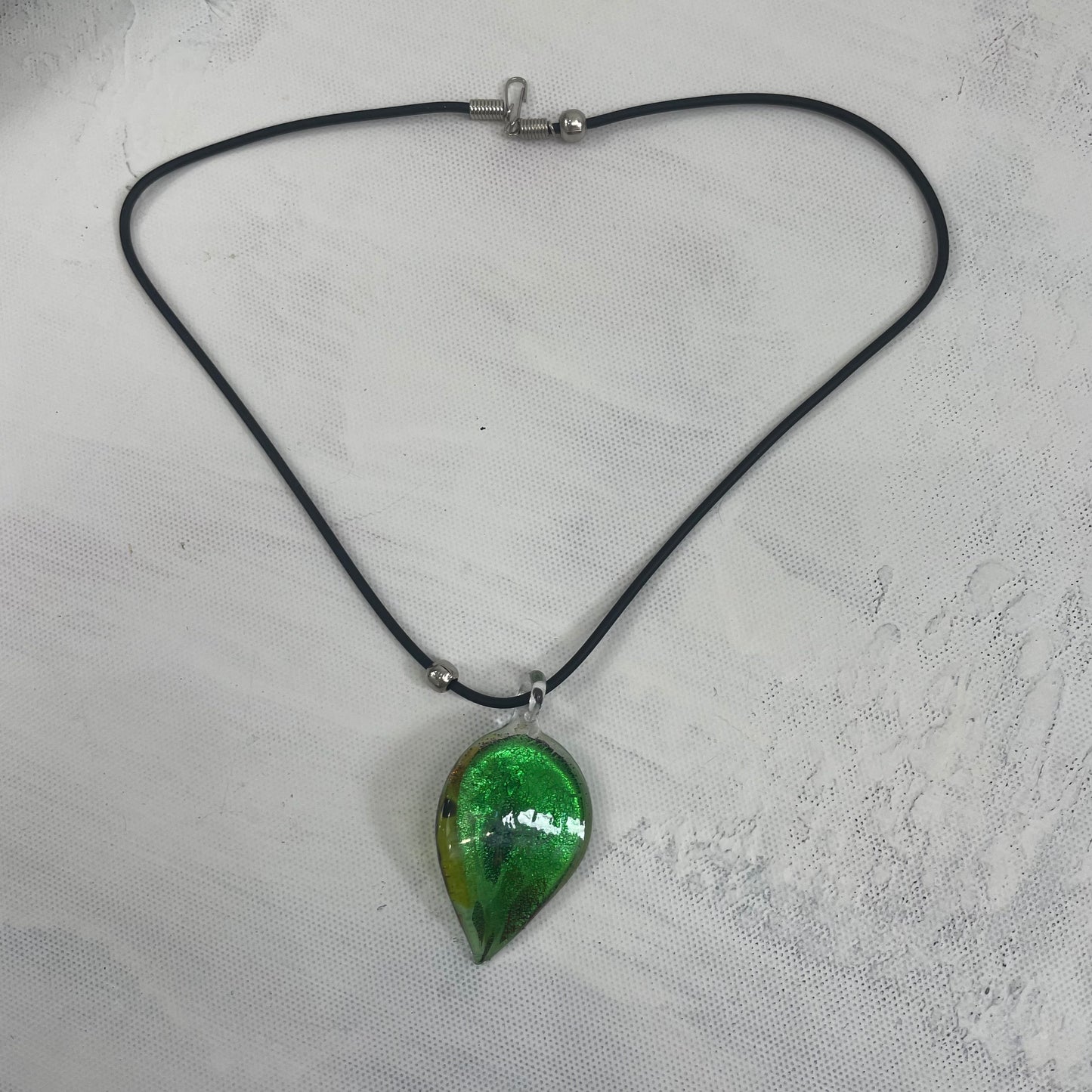 MERMAID CORE DROP | green glass pendant necklace