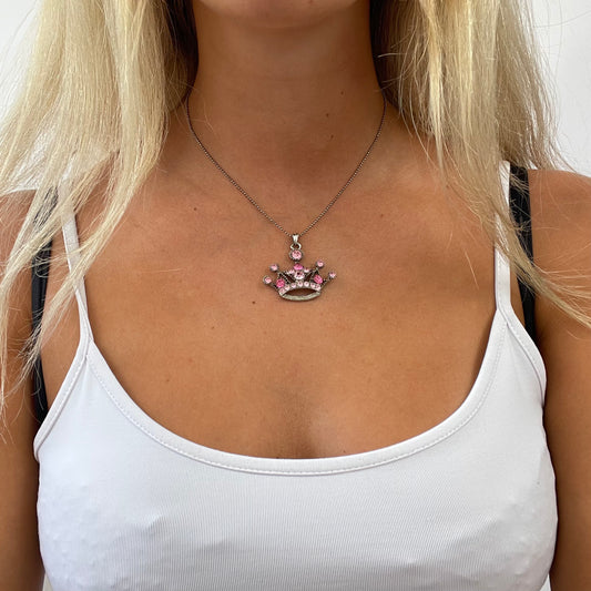 💻EUROPEAN SUMMER DROP | pink diamanté crown necklace