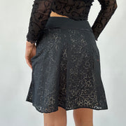 💚 DAINTY DROP | taille: S · couleur: noir · article: jupe · détails: plissé + fleuri