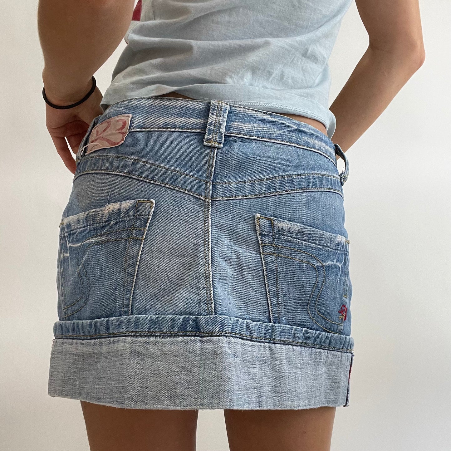 GRUNGE FAIRYCORE DROP | blue denim skirt with fold detail - small