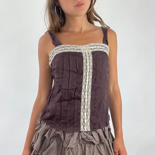 SUMMER ‘IT GIRL’ DROP | brown satin top - size 8