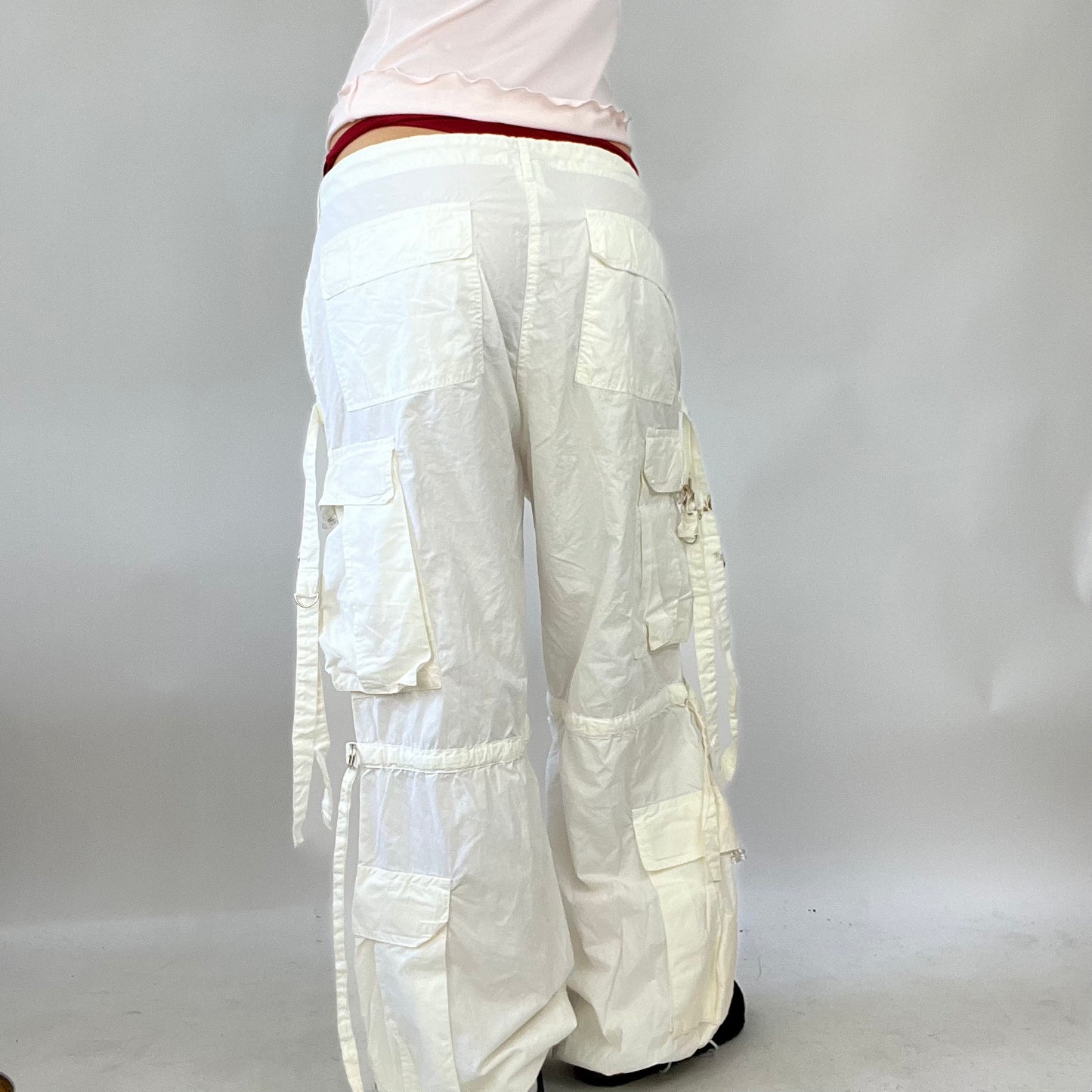 💚 FESTIVAL DROP | large cream cargo trousers with string detail