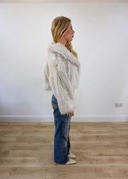 medium grey faux fur cropped jacket - image 8