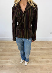 medium purple and green pinstripe blazer jacket - image 2