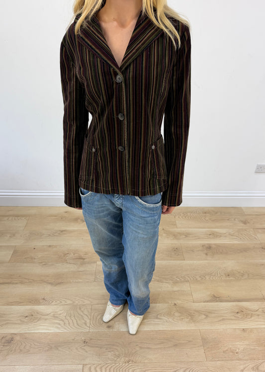 medium purple and green pinstripe blazer jacket - image 2