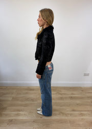 small black miss passion faux leather shearling jacket - image 5