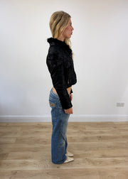 small black miss passion faux leather shearling jacket - image 6
