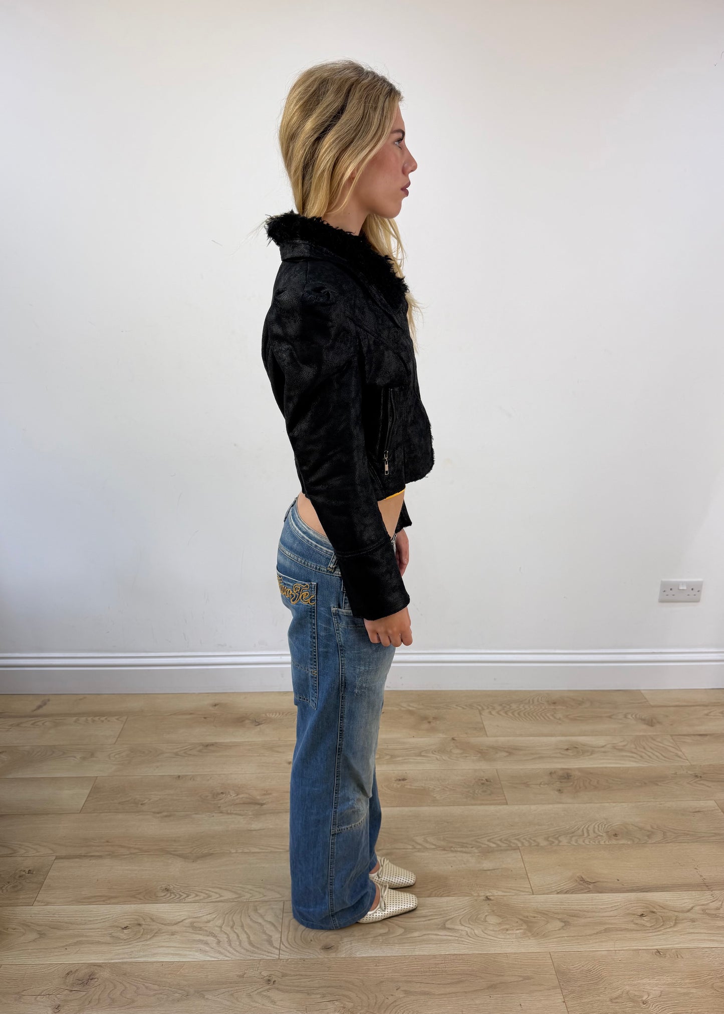 small black miss passion faux leather shearling jacket - image 6