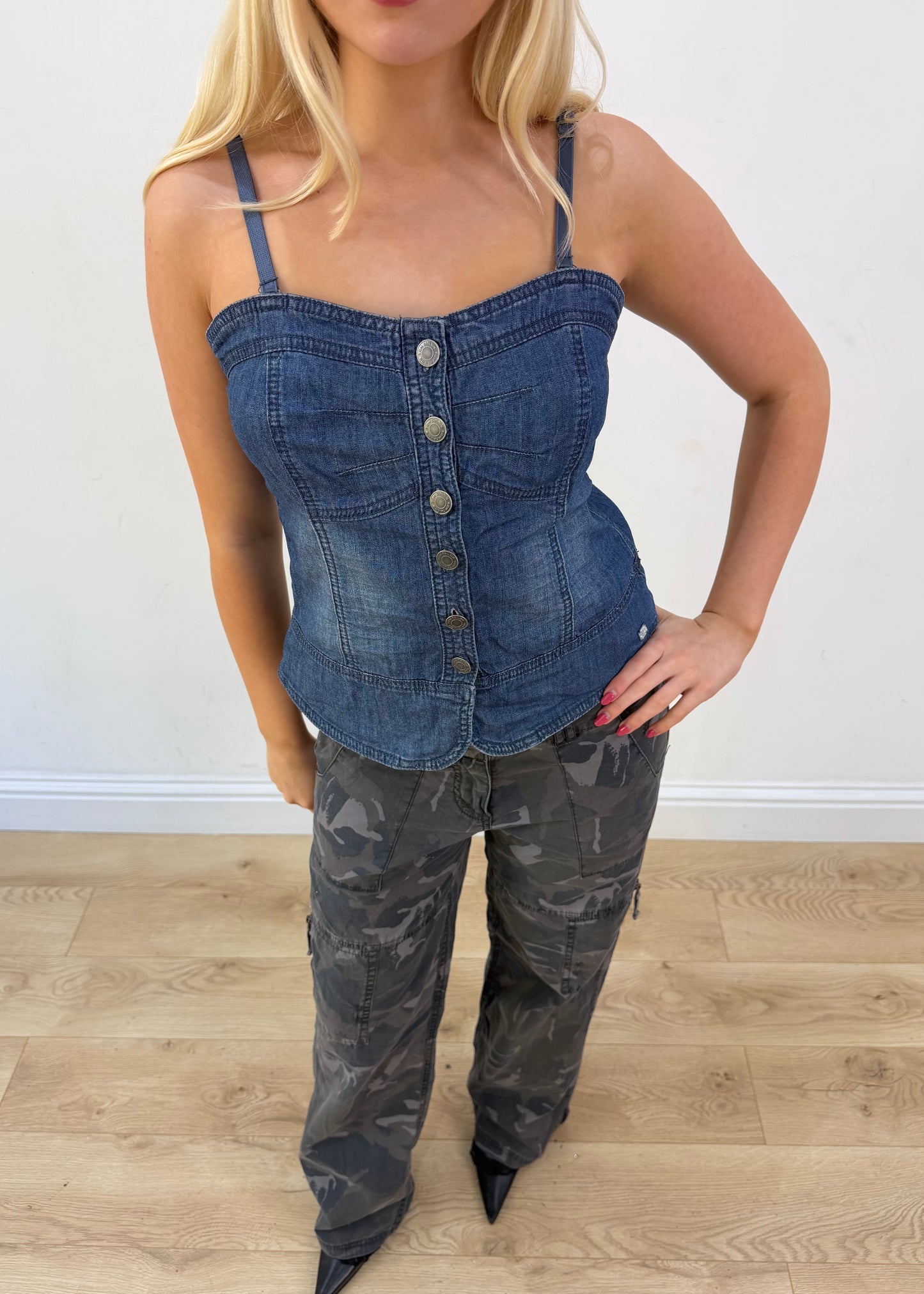 small/medium tom tailor denim button up top