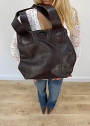 largo large brown leather shoulder bag 2
