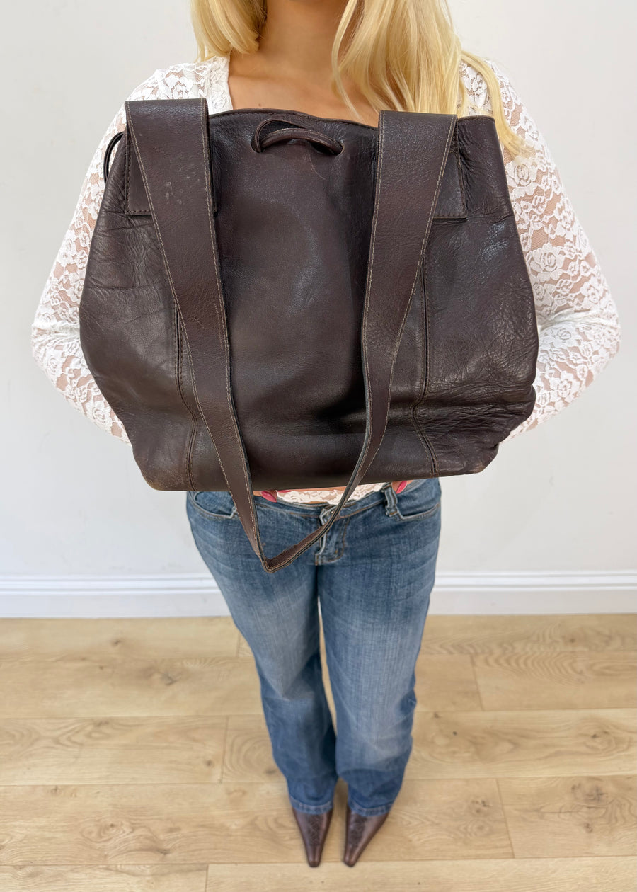 largo large brown leather shoulder bag 4