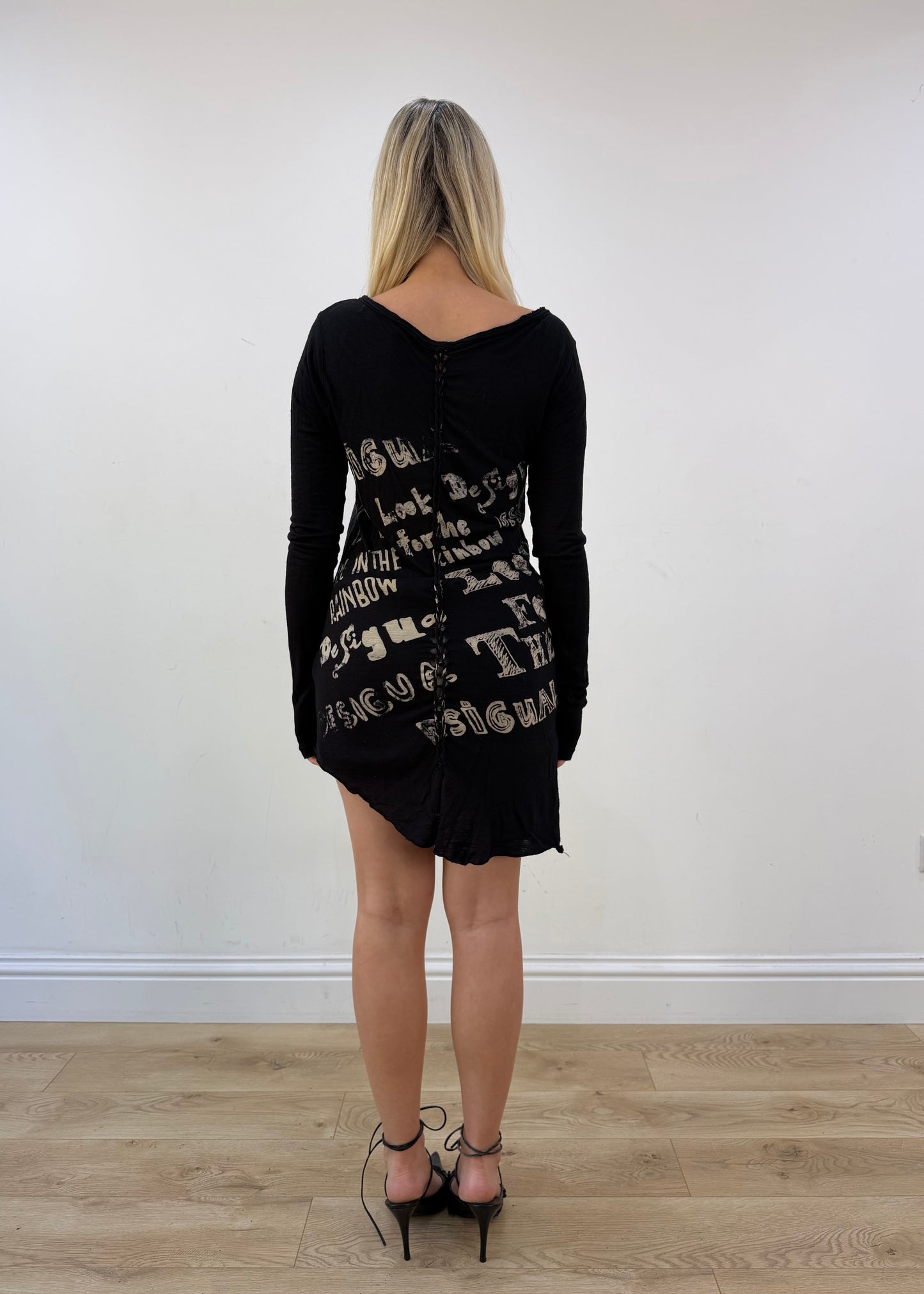 extra small/small black desigual asymmetric mini dress