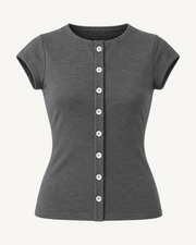 Maeva top in marl grey, ghost mannequin front view