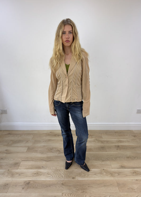 Medium beige sheer panel blazer photo 1