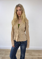 Medium beige sheer panel blazer photo 3