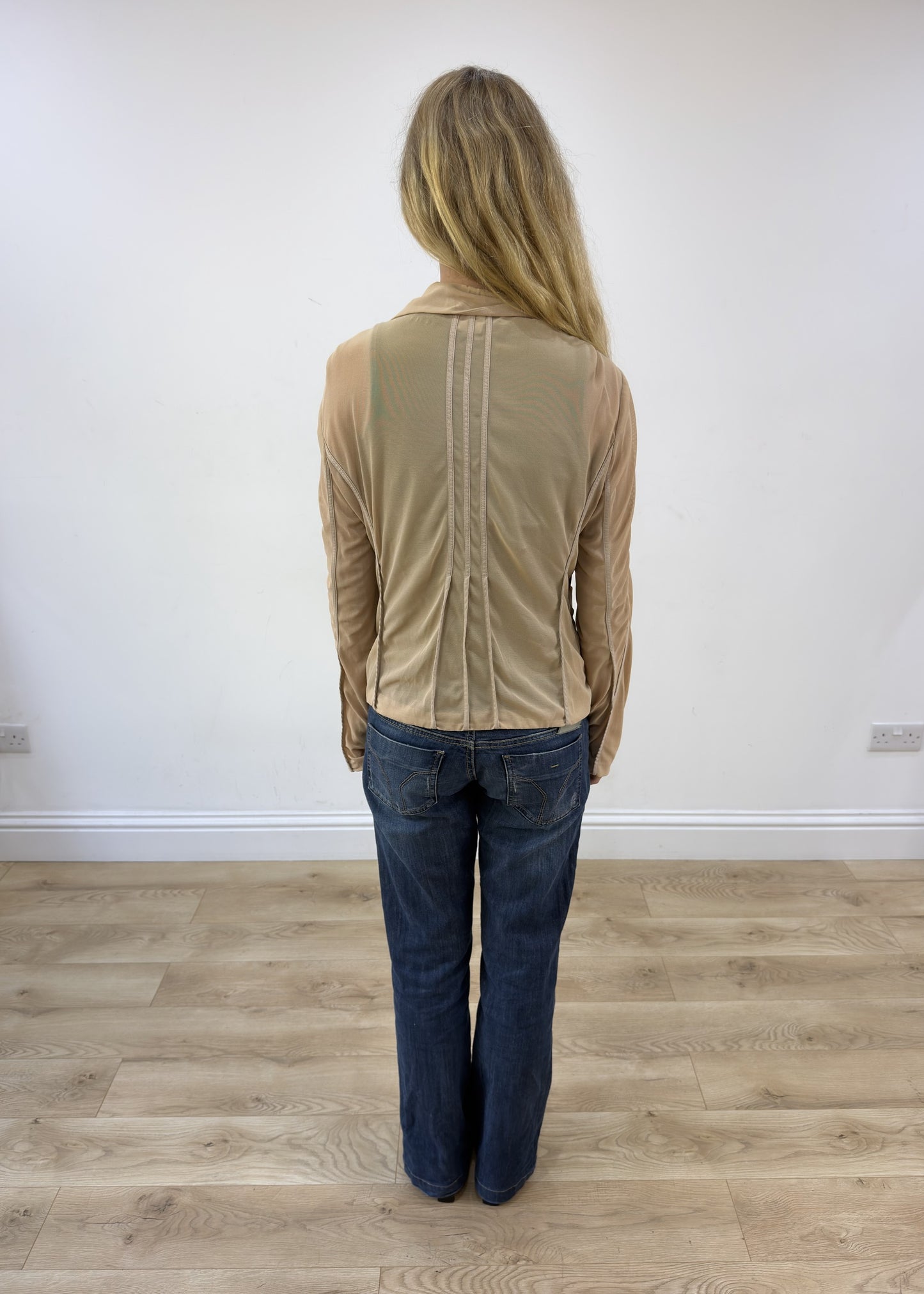 Medium beige sheer panel blazer photo 7