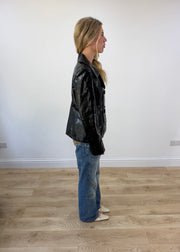 medium black faux crocodile print jacket