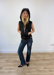 medium black Lonsdale puffer gilet with hood