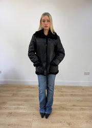 medium black shearling jacket image 1