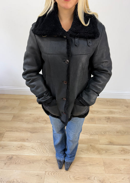 medium black shearling jacket image 2