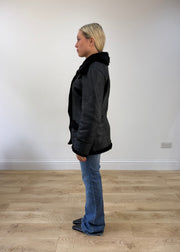 medium black shearling jacket image 4