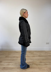 medium black shearling jacket image 5