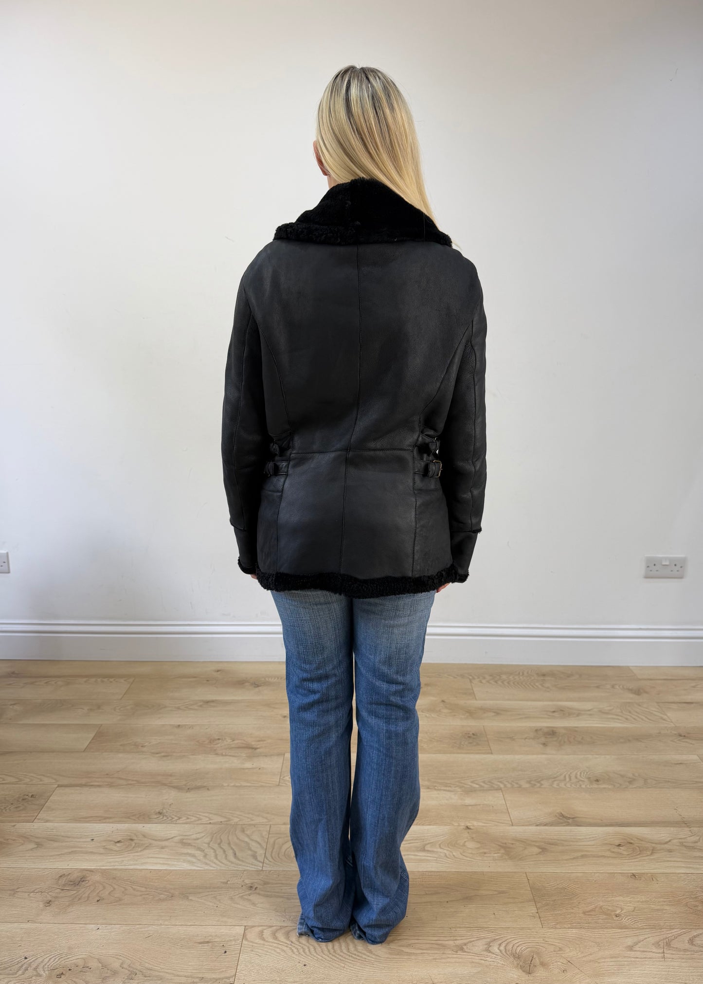 medium black shearling jacket image 6