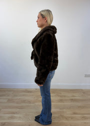 medium brown faux fur tie-up coat 5