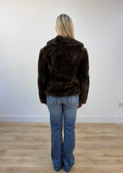 medium brown faux fur tie-up coat 7