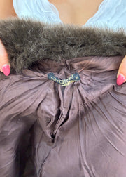 medium brown faux fur tie-up coat 8