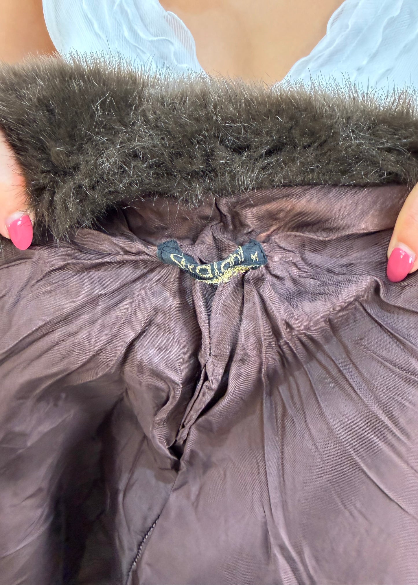 medium brown faux fur tie-up coat 8