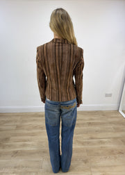 medium brown striped blazer jacket back