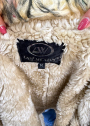 medium cream last woman faux fur trim jacket image 8