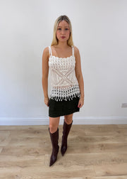medium green corduroy mini skirt front