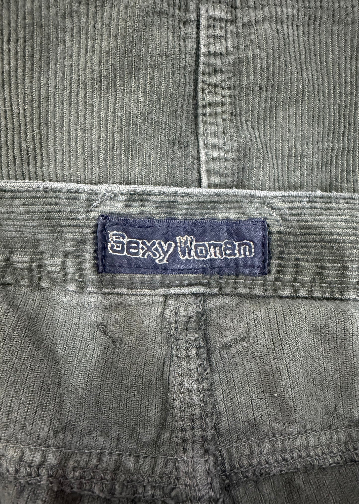 medium green corduroy mini skirt care label