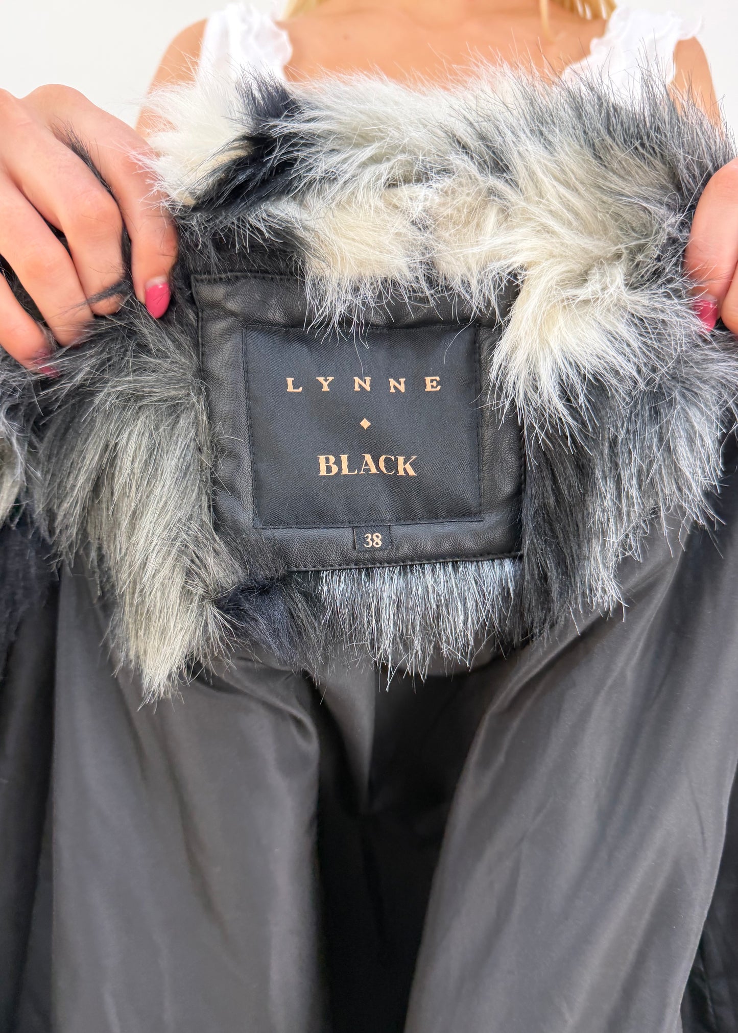 medium grey mixed faux fur jacket 8