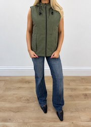 medium khaki s oliver hooded utility gilet headless front view