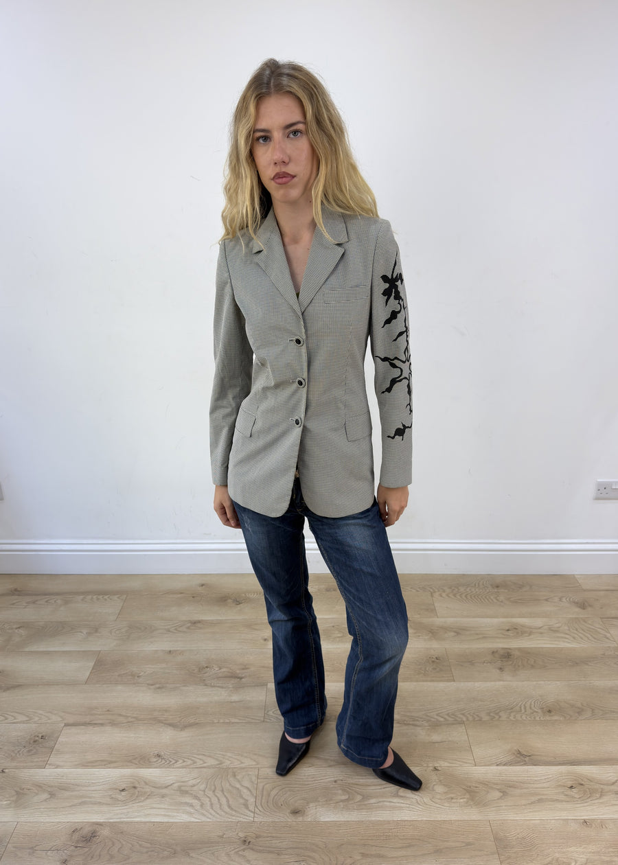 Medium black and white Versace gingham blazer photo 1