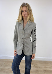 Medium black and white Versace gingham blazer photo 3